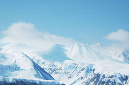 High mountains under snow in the winter