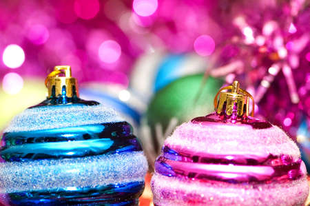 Colourful christmas decoration on a shiny background