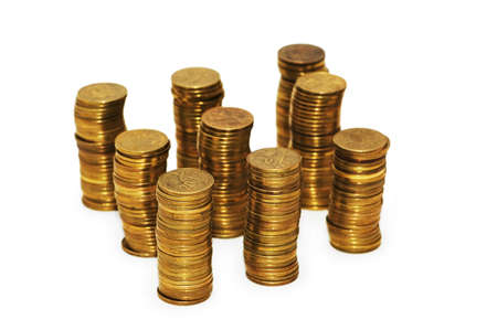 Golden coins isolated on the white background