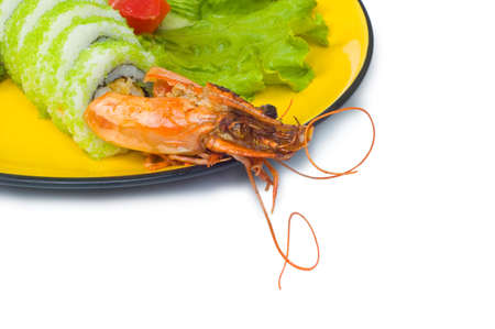 Sushi and crab isolated on the white backgroundの写真素材