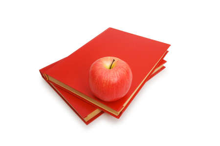 Back to school concept with books and appleの写真素材