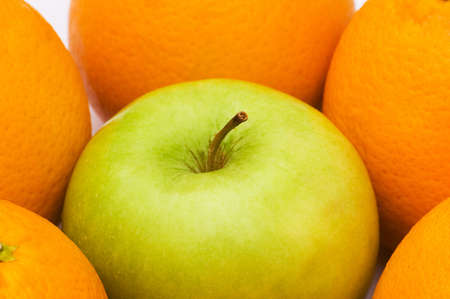 Stand out from crowd with apple and orangesの写真素材