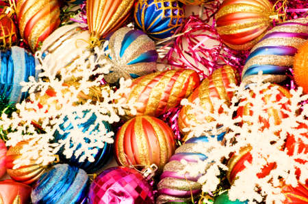 Colourful christmas  decoration on a shiny background
