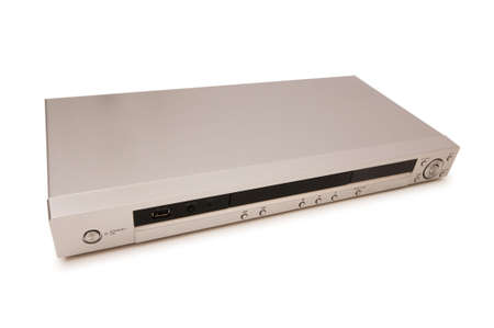 Silver DVD player isolated on the whiteの写真素材