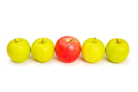 Stand out from crowd concept with apples isolated on whiteの写真素材