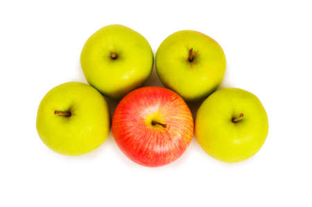 Stand out from crowd concept with apples isolated on whiteの写真素材