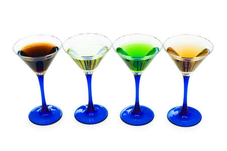 Various cocktails isolated on the white backgroundの写真素材