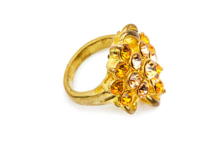 Golden ring isolated on the white backgroundの写真素材