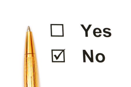 Pen and tick boxes with Yes and No options