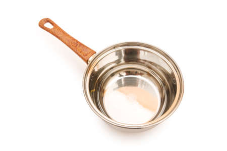 Silver saucepan isolated on the white backgroundの写真素材