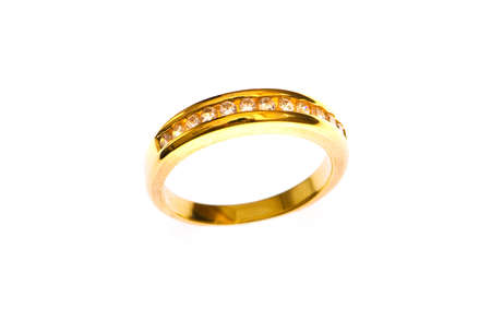 Golden ring isolated on the white backgroundの写真素材