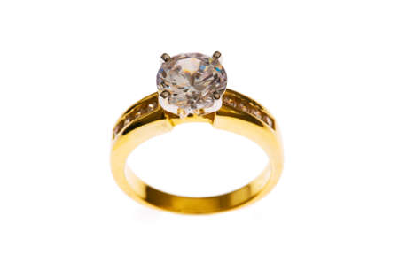 Golden ring isolated on the white backgroundの写真素材