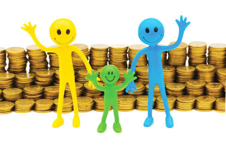 Concept of family finance isolated on whiteの写真素材