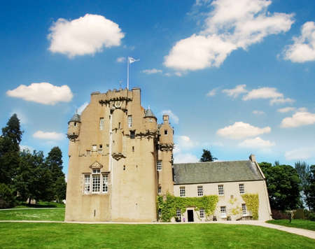 Crathes castle in Scotland in bright summer dayの写真素材