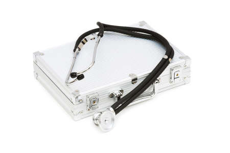 Stethoscope and case isolated on the whiteの写真素材