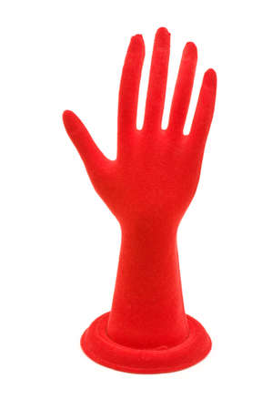 Red hand isolated on the white backgroundの写真素材