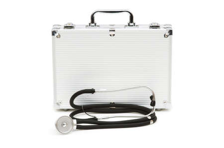 Stethoscope and case isolated on the whiteの写真素材