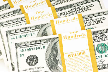Close up of ten thousand american dollars