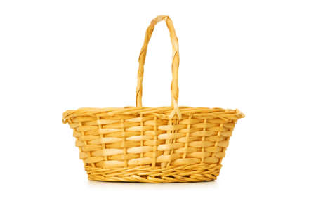 Woven basket isolated on the white backgroundの写真素材