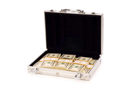 Money in the case isolated on whiteの写真素材