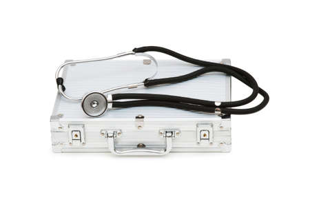 Stethoscope and case isolated on the whiteの写真素材