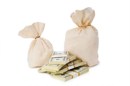 Sacks of money isolated on the whiteの写真素材