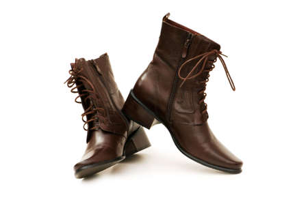 Brown boots isolated on the white background