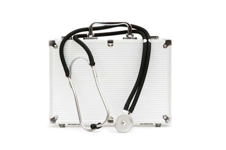 Stethoscope and case isolated on the whiteの写真素材