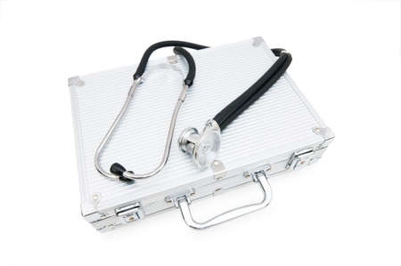 Stethoscope and case isolated on the whiteの写真素材