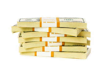 Stack of dollars isolated on the white