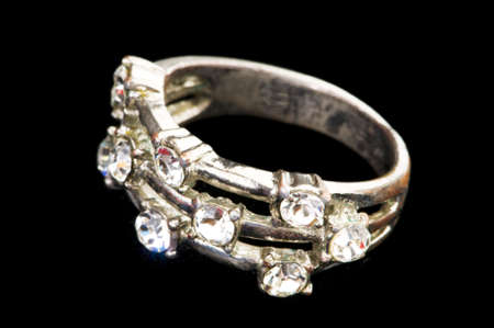 Jewellery ring isolated on the black backgroundの写真素材