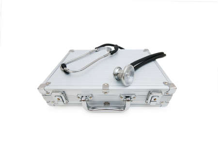 Stethoscope and case isolated on the whiteの写真素材