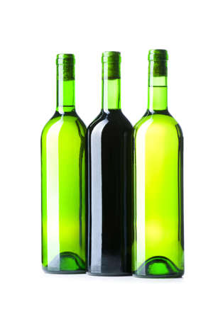 Bottle and glass isolated on the whiteの写真素材