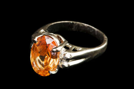 Jewellery ring isolated on the black backgroundの写真素材