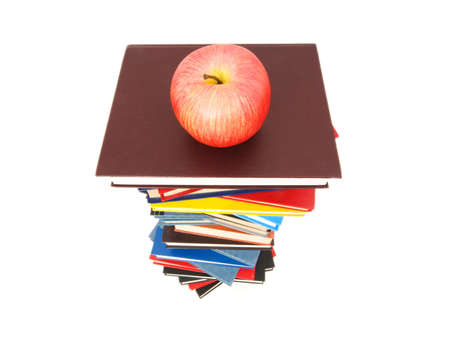 Back to school concept with books and appleの写真素材