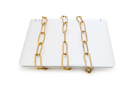 Concept of computer security with laptop and chainの写真素材