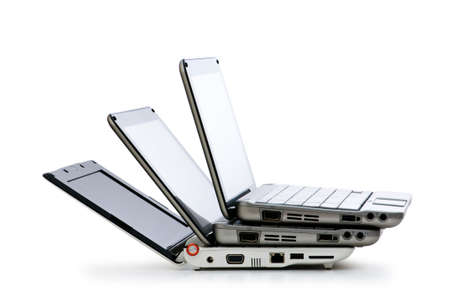 Stylish netbooks isolated on the white backgroundの写真素材