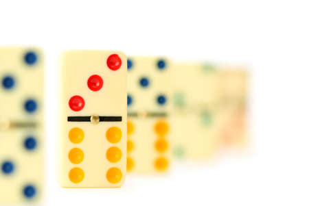 Colourful dominoes isolated on the whiteの写真素材