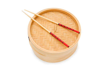 Steamer isolated on the whiteの写真素材