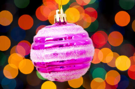 Christmas decoration and blurred lights at backgroundの写真素材