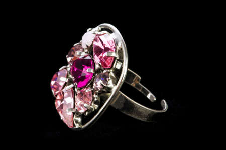 Jewellery ring isolated on the black backgroundの写真素材