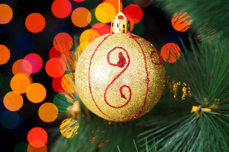 Christmas decoration and blurred lights at backgroundの写真素材