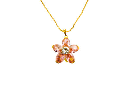 Golden necklace isolated on the white background