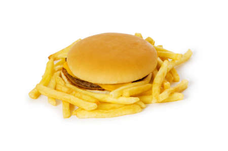 Cheeseburger isolated on the white backgroundの写真素材