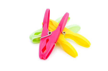 Various pegs isolated on the white background