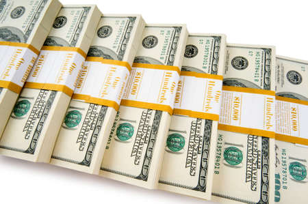 Stack of dollars isolated on the white