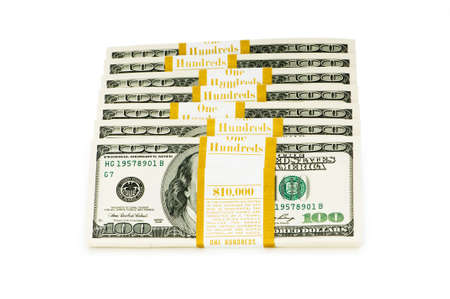 Stack of dollars isolated on the white