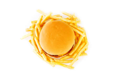 Cheeseburger isolated on the white backgroundの写真素材