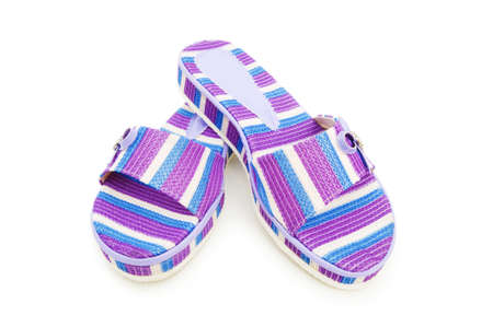 Elegant slippers isolated on the white backgroundの写真素材