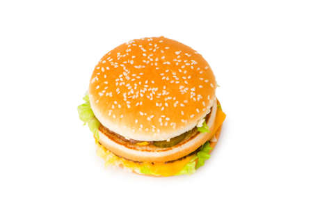 Double cheeseburger isolated on the whiteの写真素材